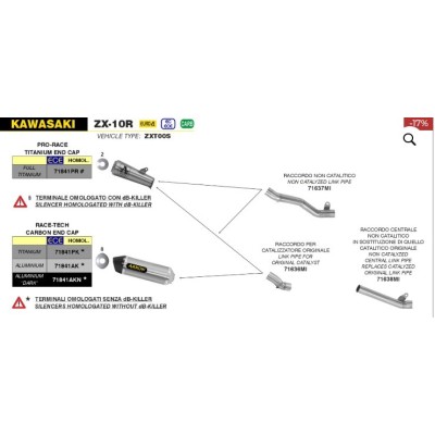 Arrow Escape 71841PR + Colector 71636MI ZX-10 2016/2019